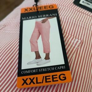 Mario Serrani Pink and White Striped Capri Pants
